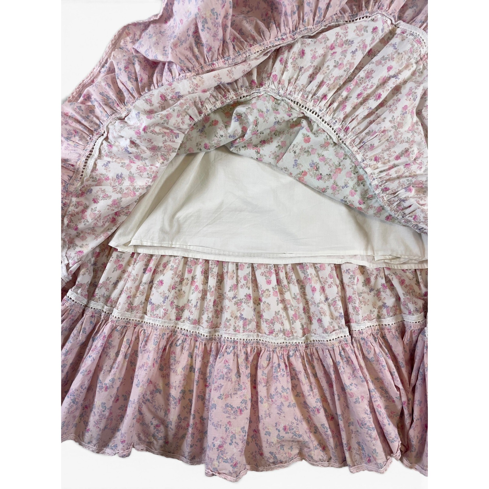LoveShackFancy x Target Camille Pink Floral Tiered Babydoll Midi Dress S Pockets