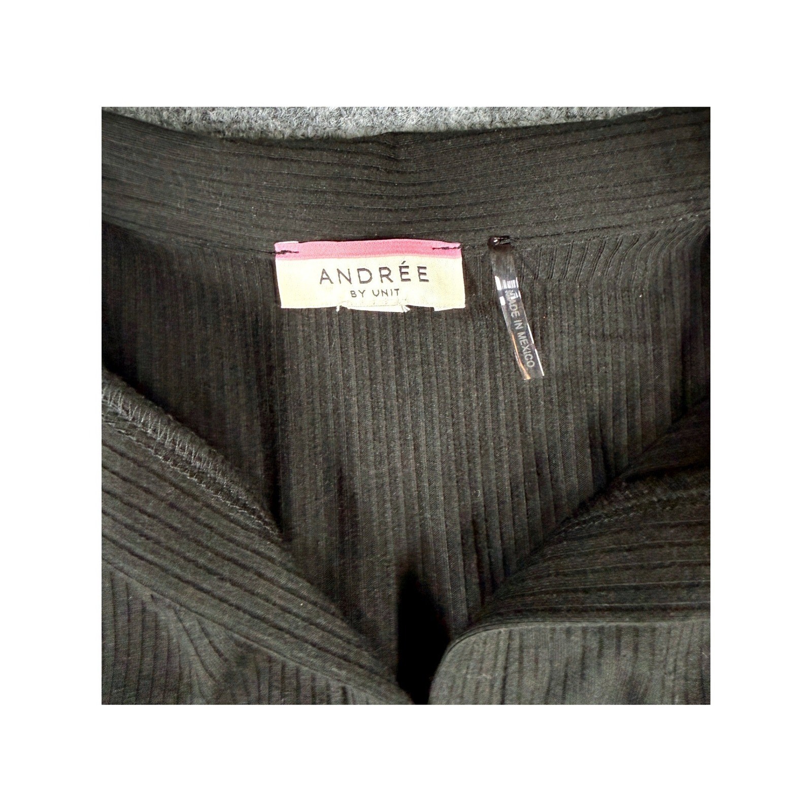 Andree by Unit Womens Medium Black Ribbed Long Sleeve Button Ruched Dress NEW