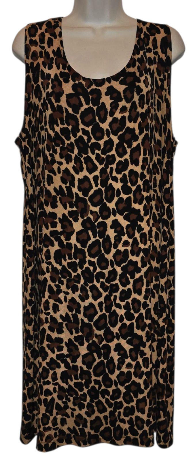 Slinky Brand Brown Black Stretchy Slinky Sleeveless Dress Size 2X Animal NWT!