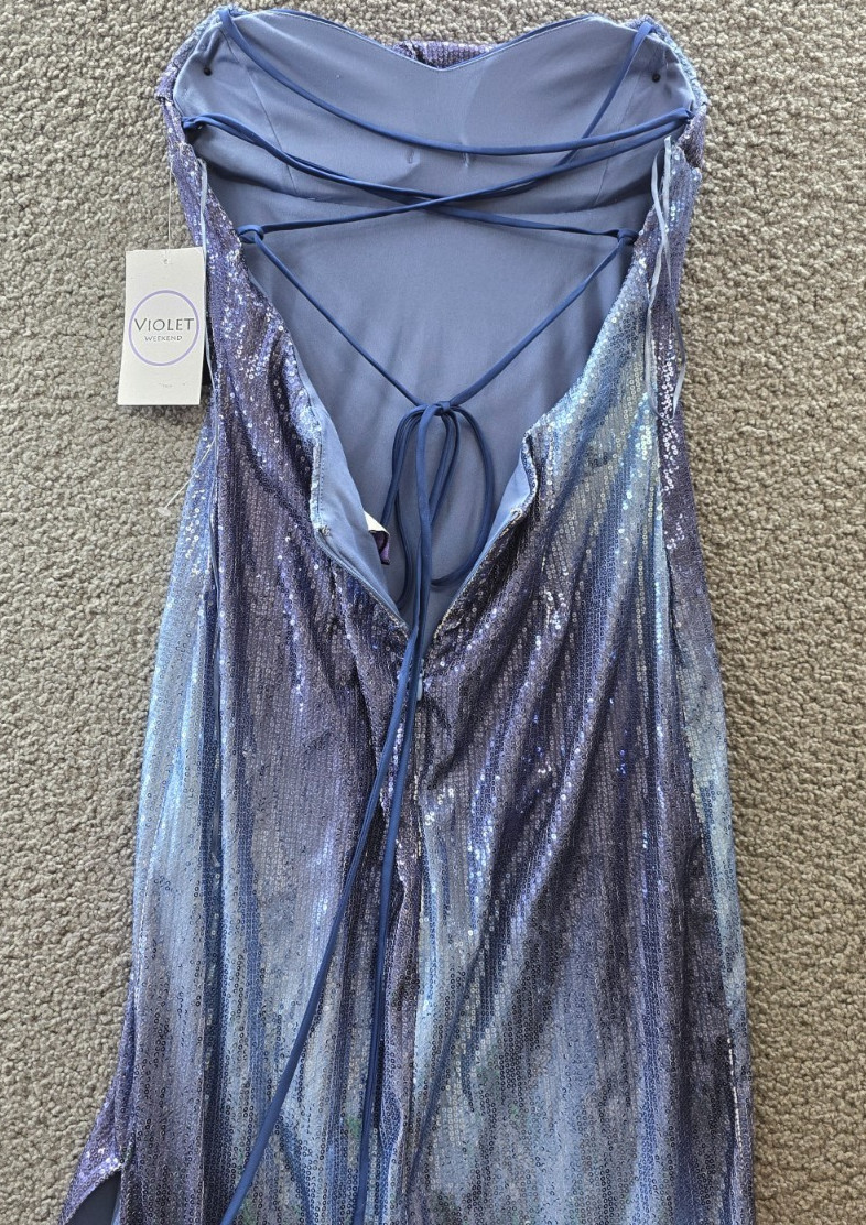 Violet Weekend Strappy Ombré Sequin Gown Junior’s 9/10 Blue Silver Lined
