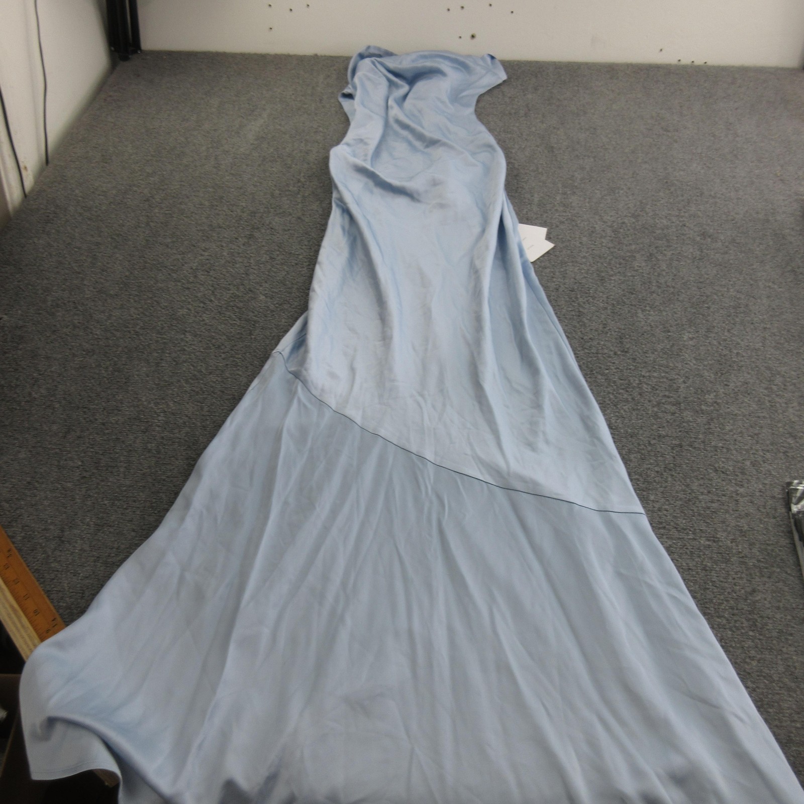 Significant Other Dress Womens 6 Blue Satin Halter Backless Maxi Gown Formal