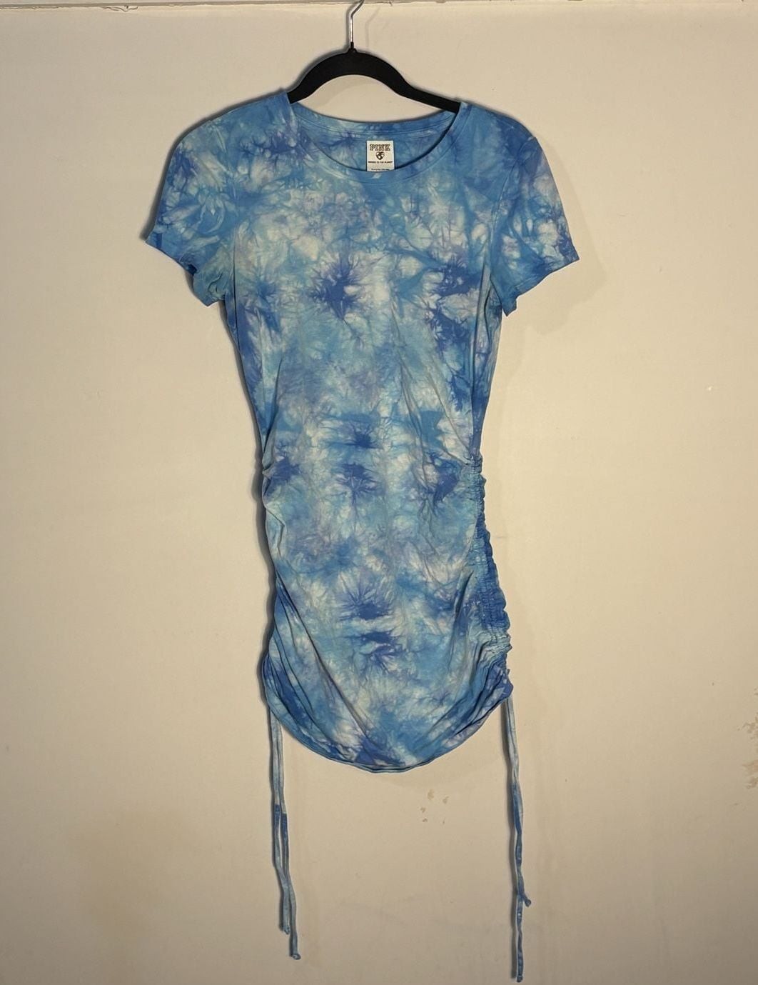 002-0022 Victoria’s Secret PINK Blue Tie-Dye Adjustable Side Mini T-Shirt Dress