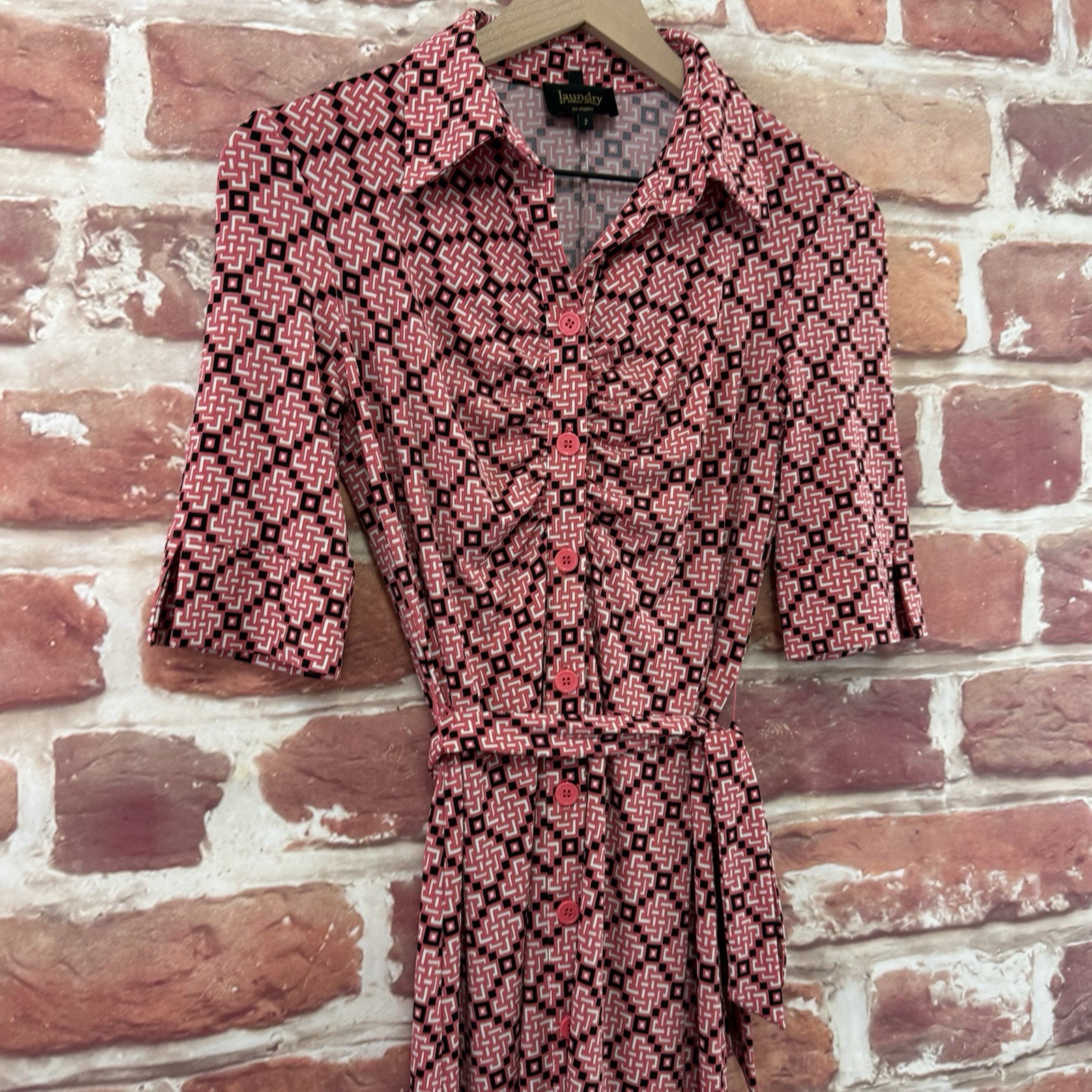 Laundry Shelli Segal Dress Womens 2 Pink Multicolor Abstract Casual Career