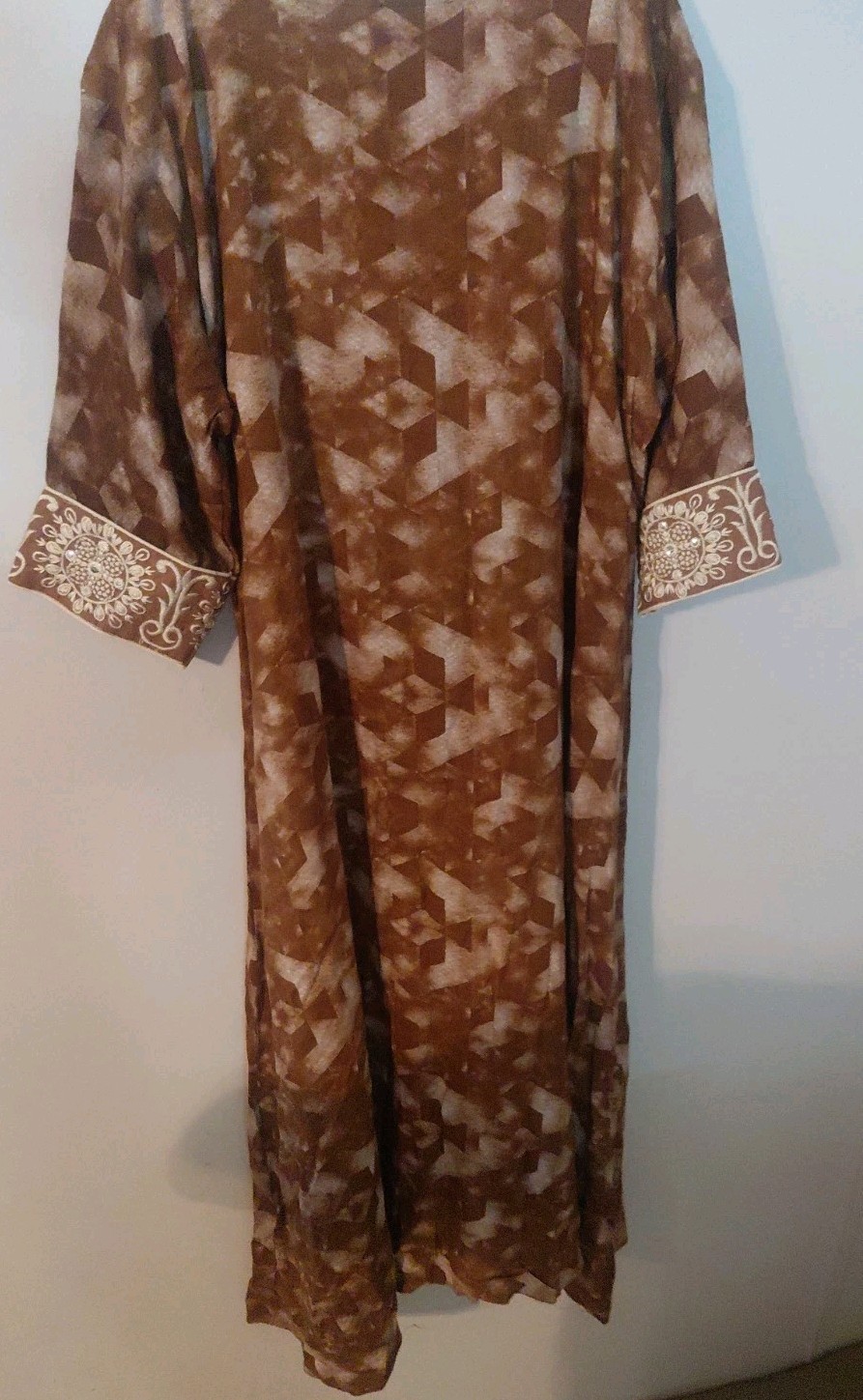 moroccan kaftan Brown And Silver Cotton Dress