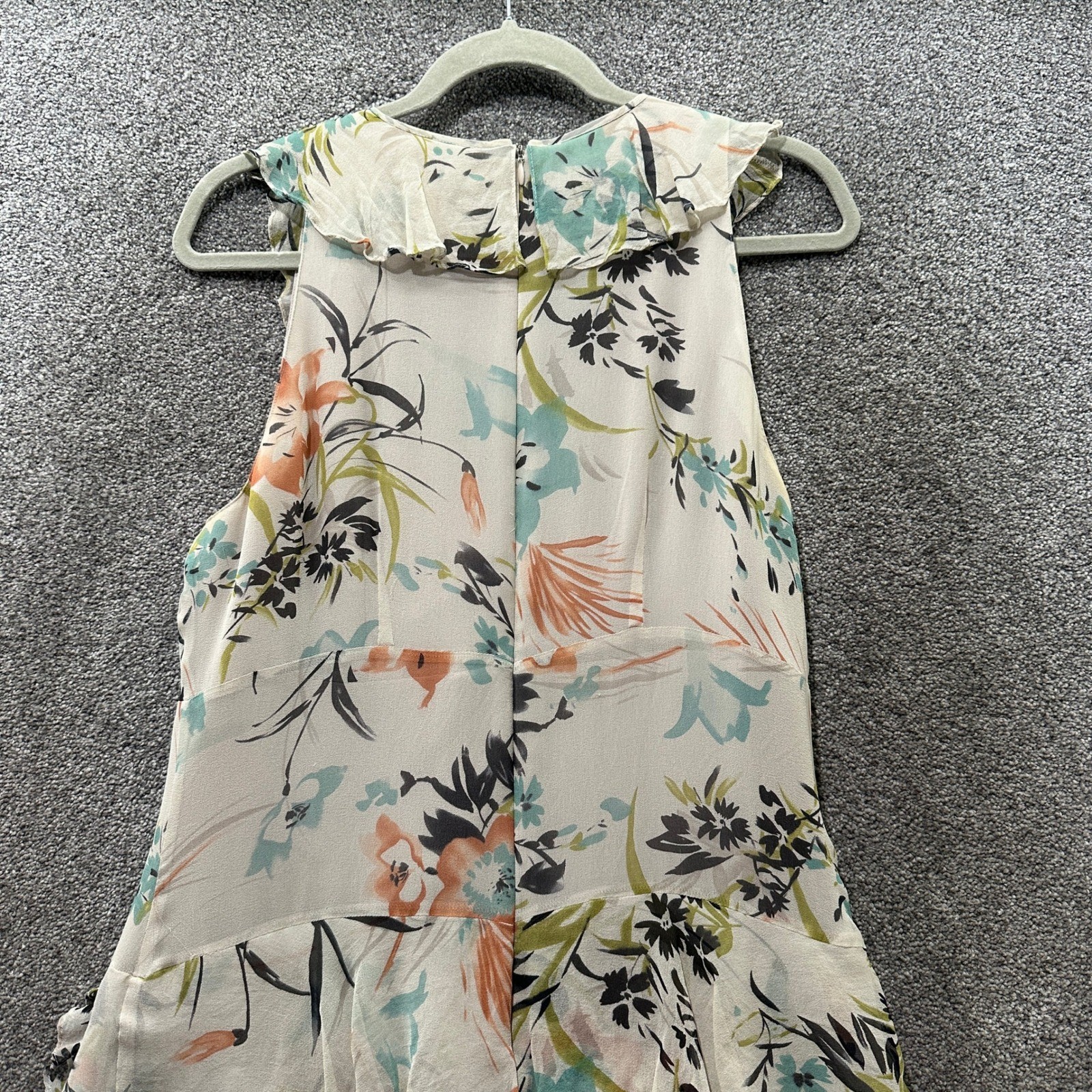 David Warren 100% Silk Tiered Ruffle Midi Dress Size 12 Floral Fairy Romantic