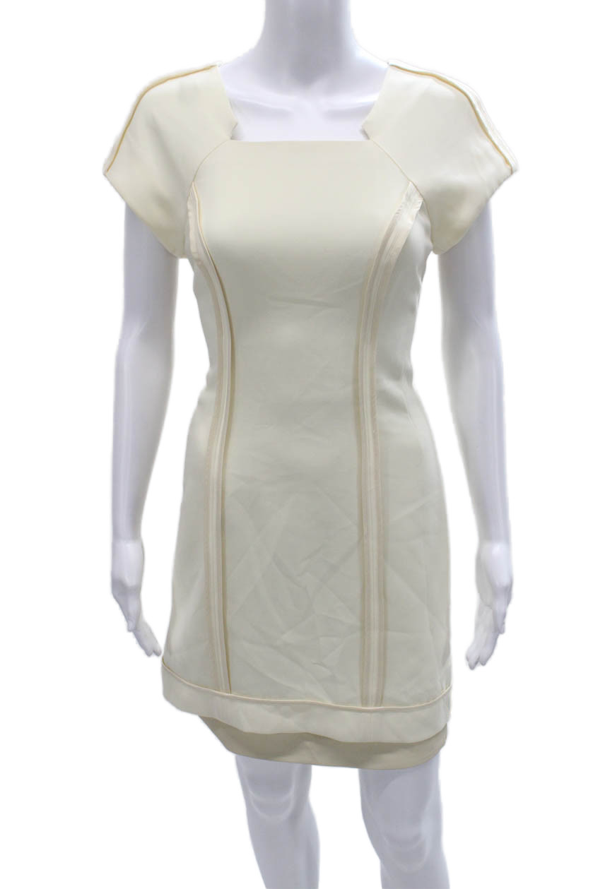 Rag & Bone Womens Sheath Dress Ivory Square Neck Knee Size 4