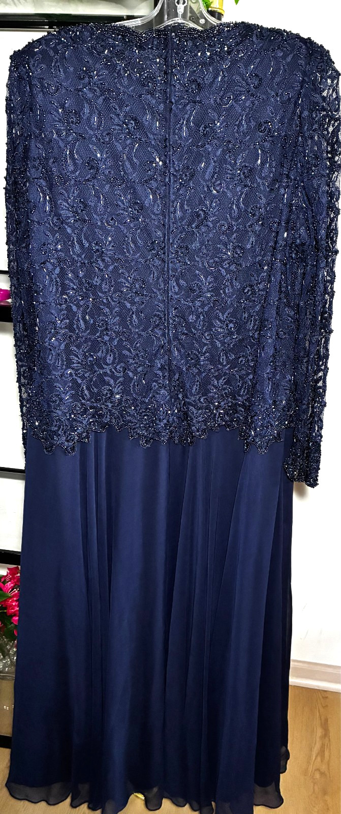Preown-Brilliante by JA-Chiffon Skirt-Sequins Top Gown(Navy Blue) – Sz 1X