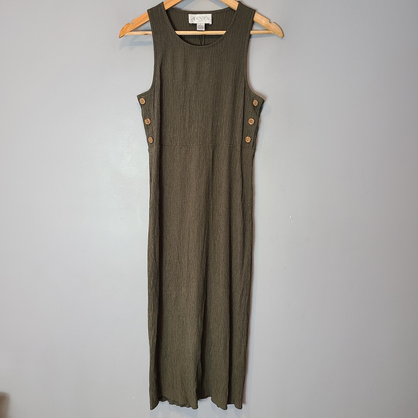 Vtg Y2K Midi Jumper Dress Sz 0 Boho Gypsy Forest Fairy Green Granola Cottage