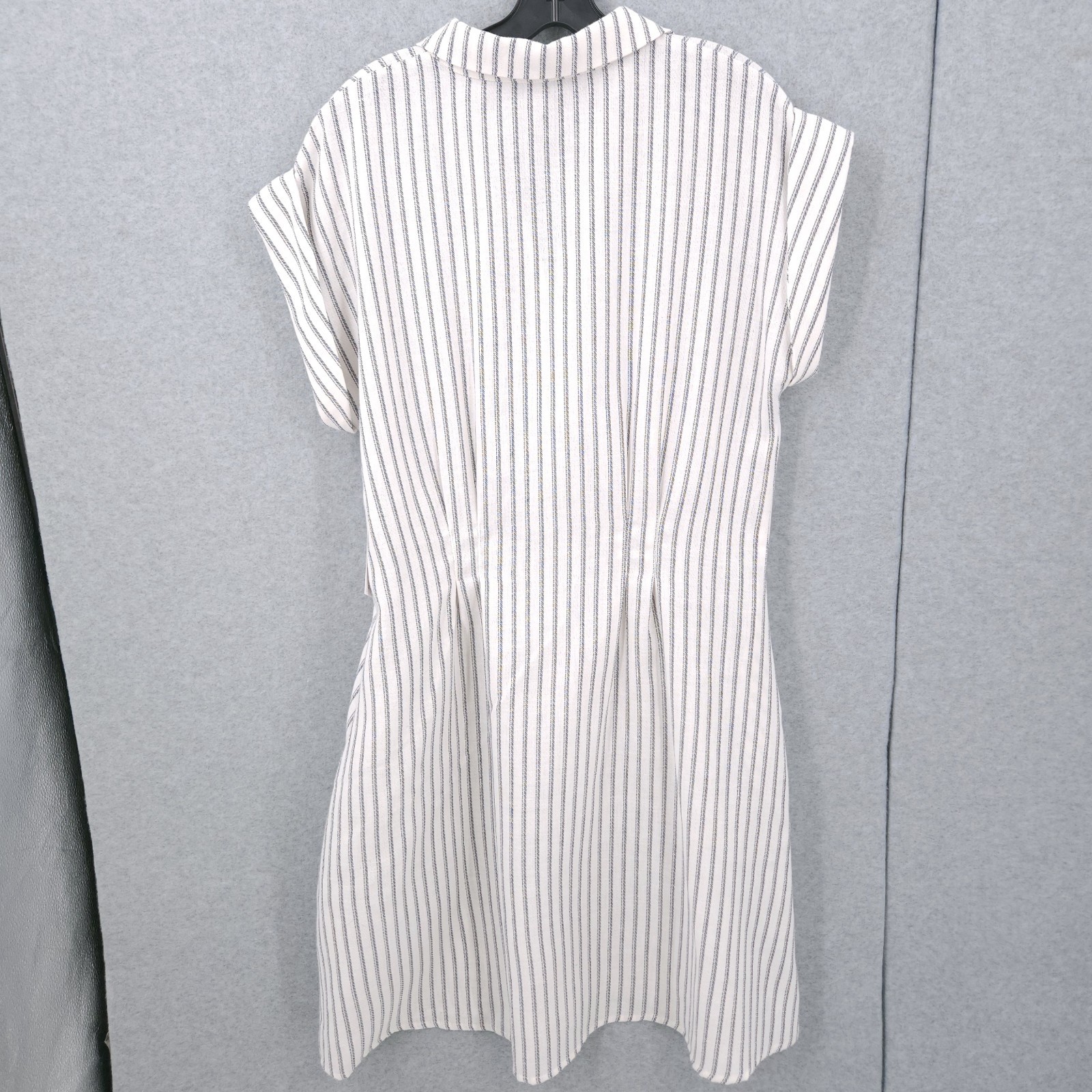 Julia Jordan Ticking Stripe Collared Button Front Shirtdress Womens Size L NWT