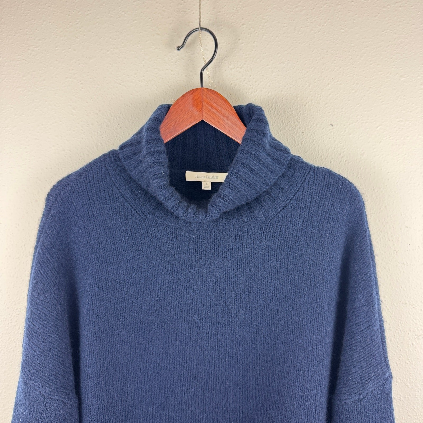 Favorite Daughter St. James Sweater Dress XL Navy Cashmere Wool Turtleneck