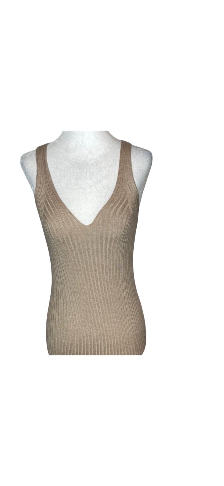 Mod Ref ribbed sleeveless maxi dress, tan, size Small