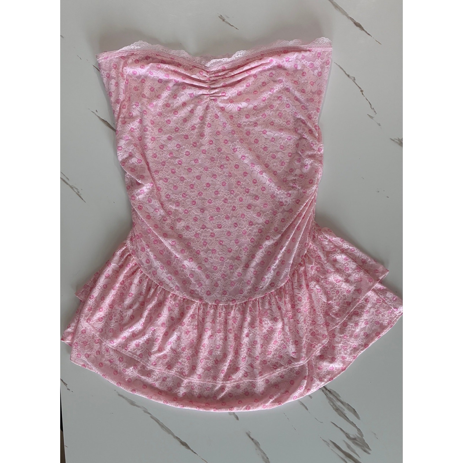 VS PINK x LoveShackFancy Everblooming Strapless Floral Lace Mini Dress XL NWT