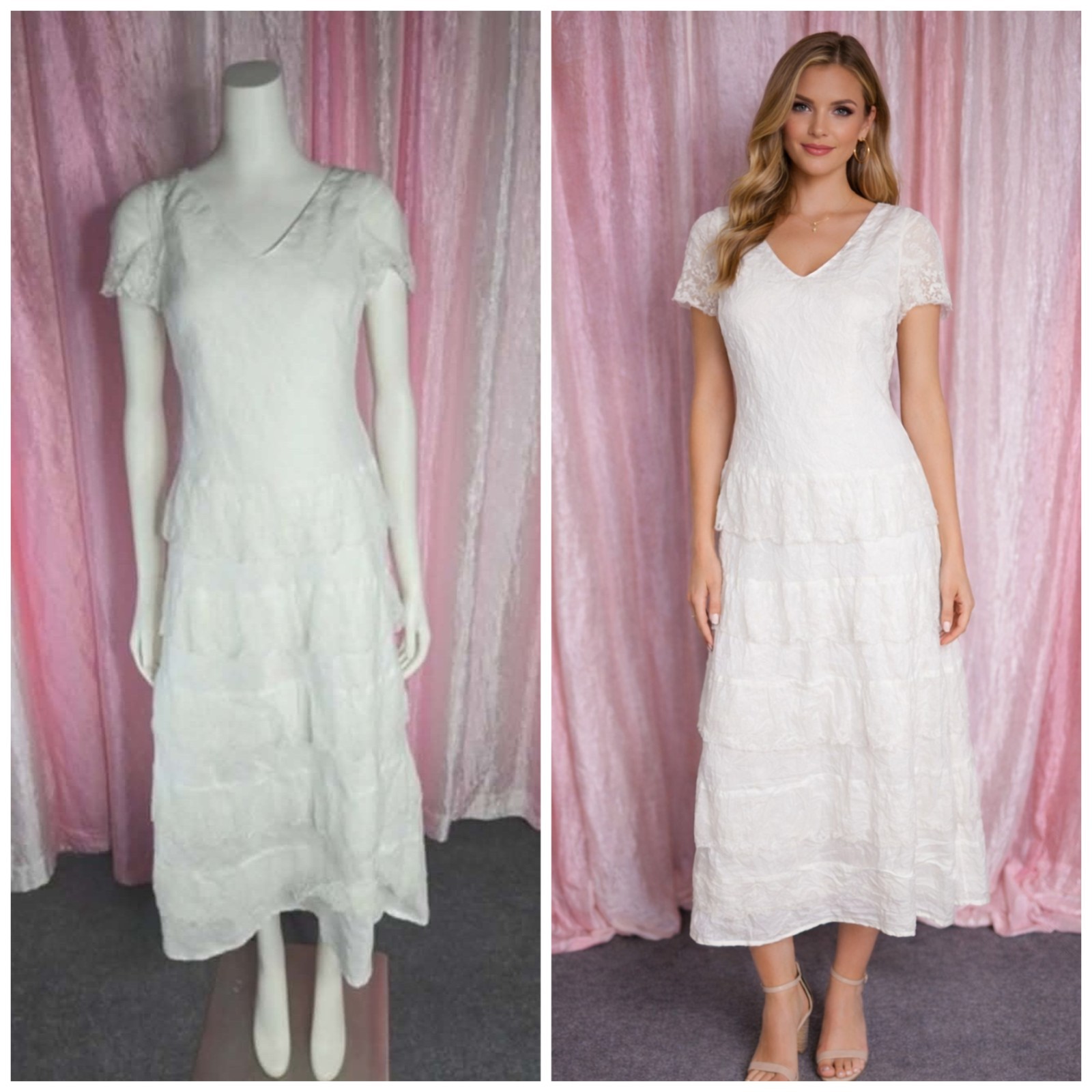 Sundance White Lace 100% Linen Romantic Cottagecore Maxi Dress Size 6 Petite