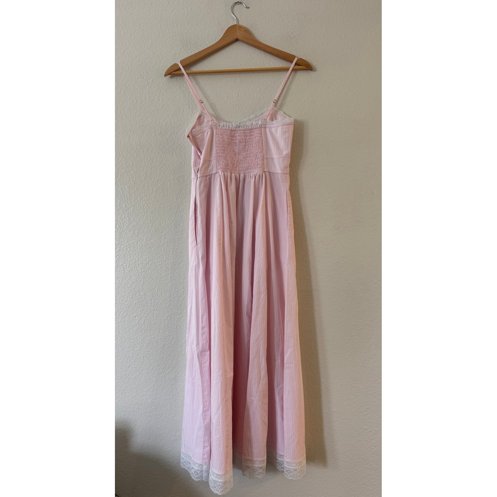 LoveShackFancy Pink Stripe Lace Trim Maxi Dress XXS Pastel Cottagecore Good