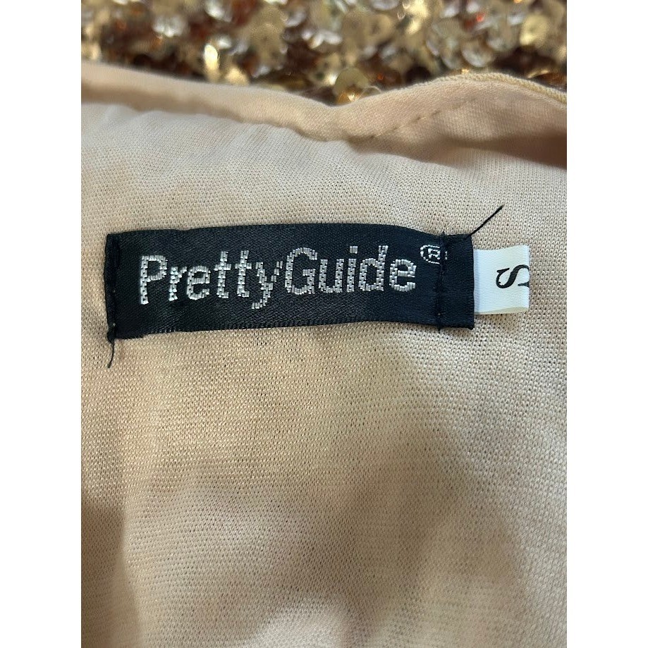 PrettyGuide Gold Sequin V Neck Sleeveless Party Cocktail Mini Dress – Small