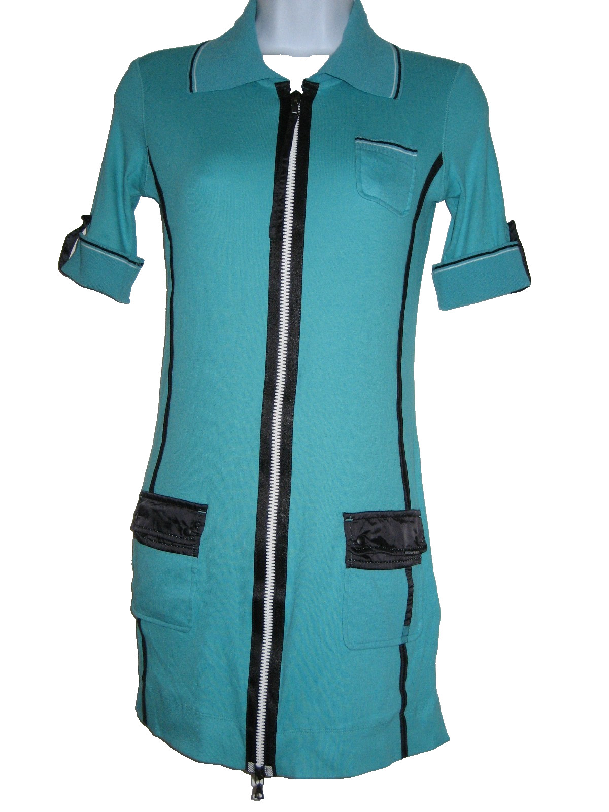 MARC CAIN SPORTS FULL FRONT ZIP GREEN DRESS SIZE 2/N1