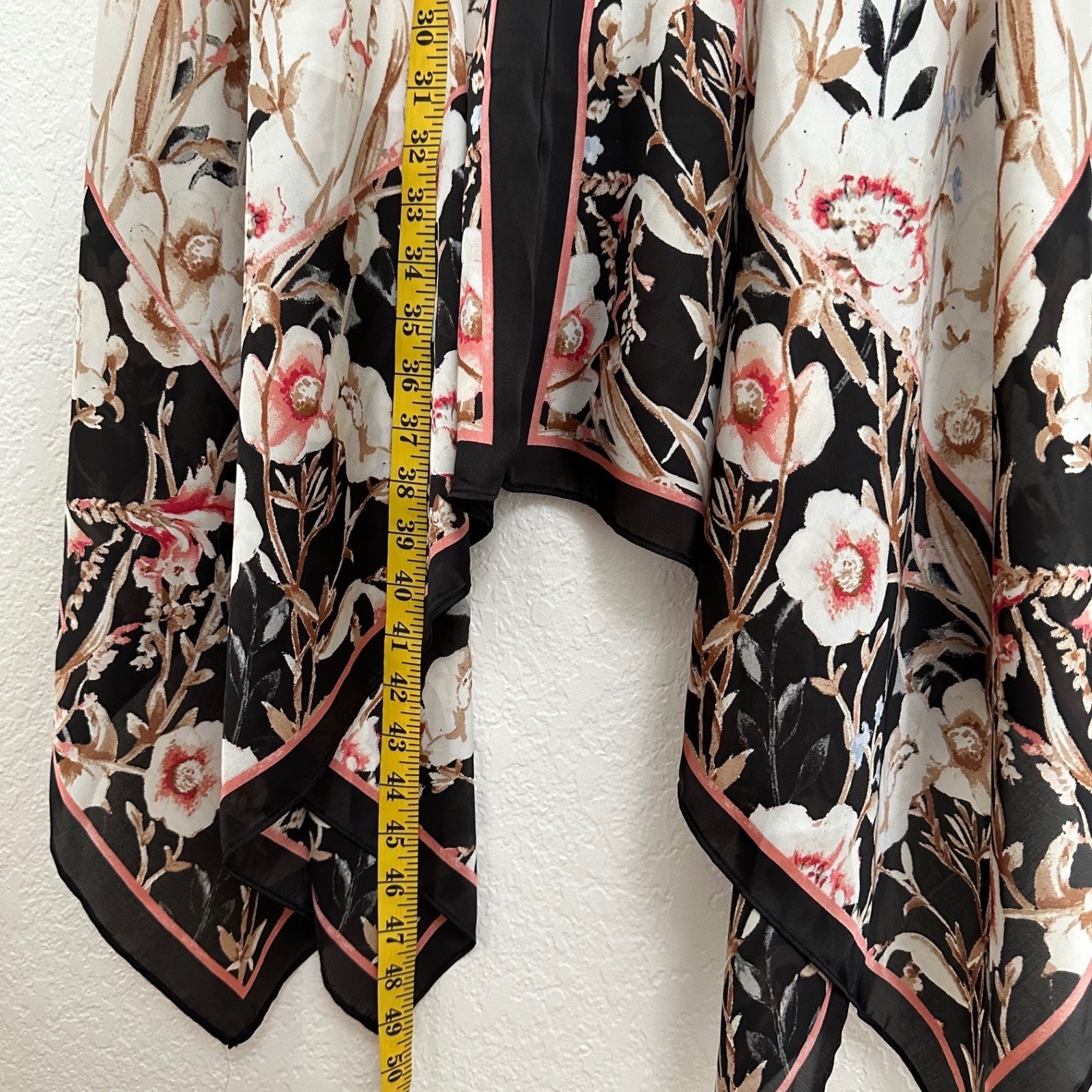 White House Black Market Floral Handkerchief Midi Dress Black Pink 2P Petite