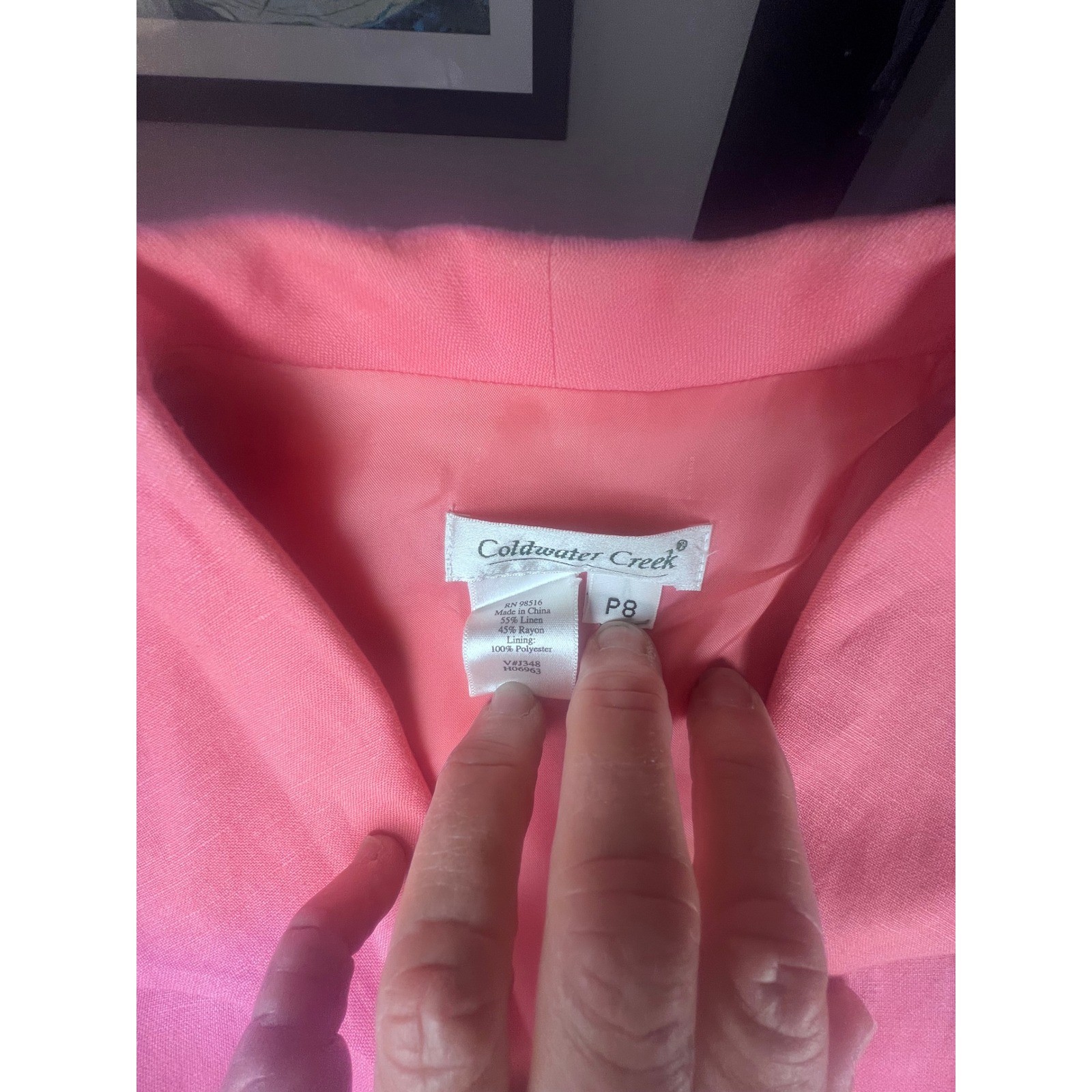Coldwater Creek Pink Linen Blend Button Front Maxi Dress Sleeveless Petite 8 P8