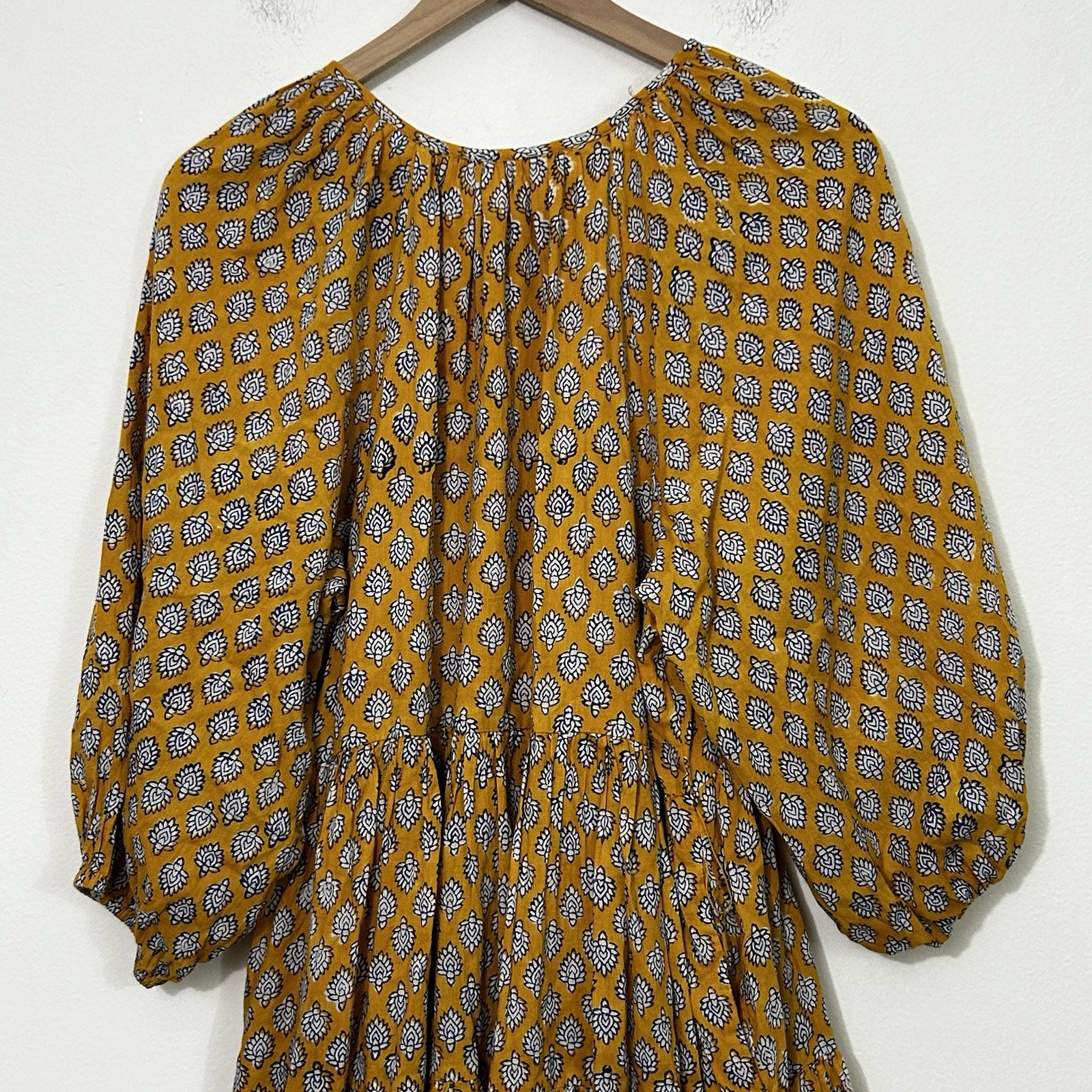 Emerson Fry Small Clemence Dress India Collection Tiered Yellow Boho Beach