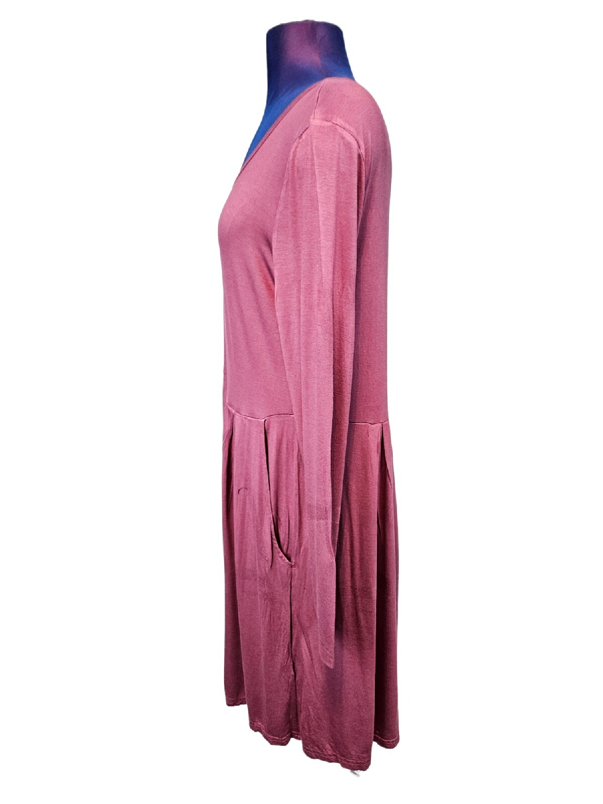 Auselily Raspberry Lightweight Long Sleeve Pleated Skirt Dress Size XL Women i66