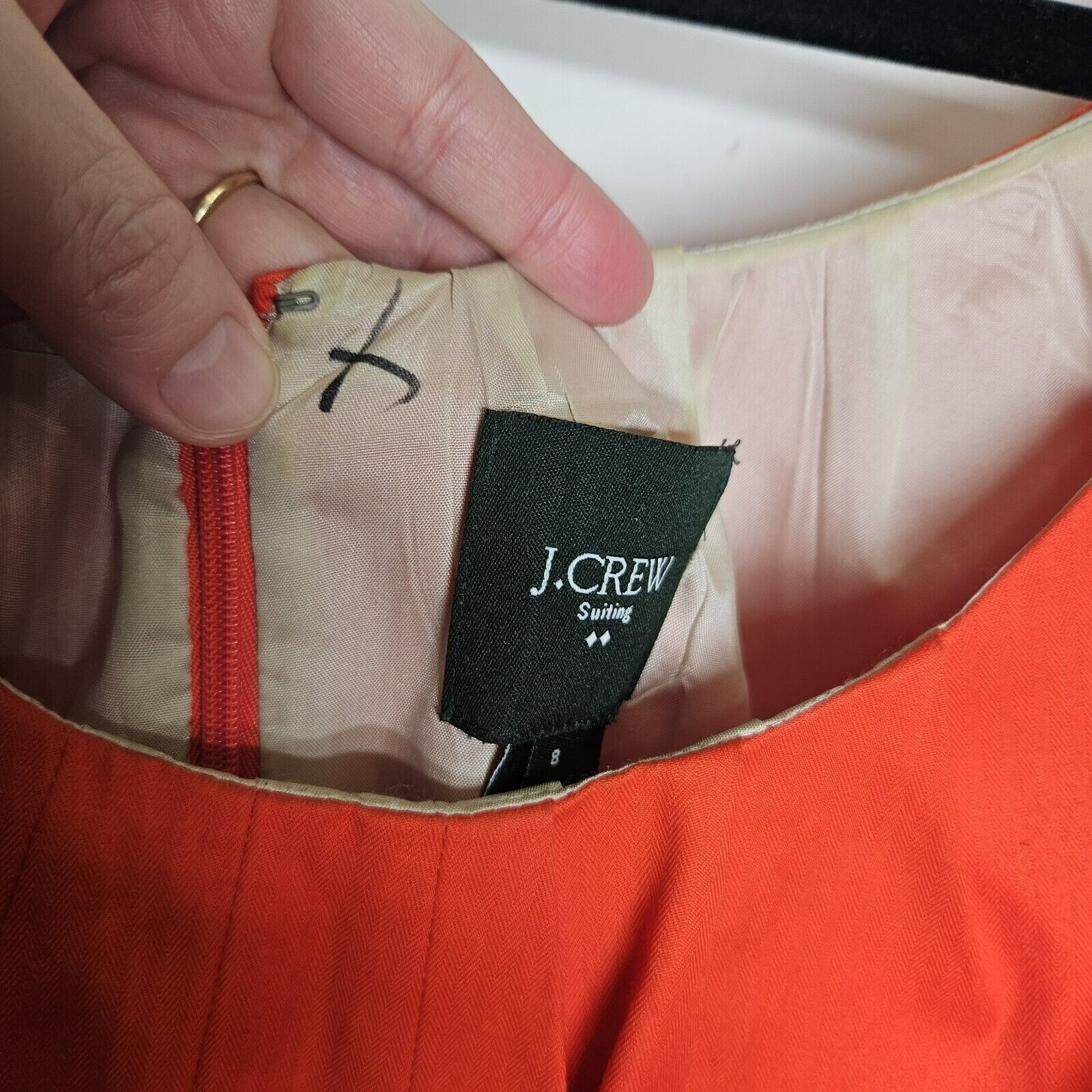 J. Crew Womens Pleated Dress Scoop Neck Cotton Sleeveless Orange Pockets Sz 8