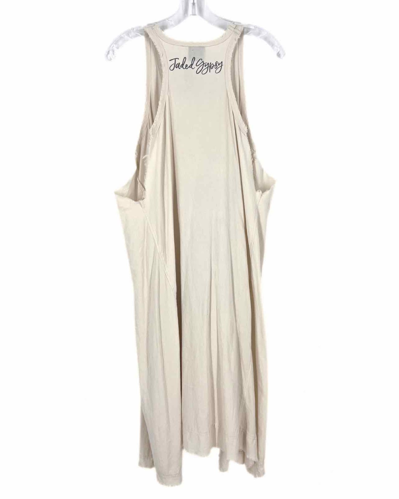 Jaded Gypsy Size L/XL Crm/Bl/Bk Screen Print Frayed AS IS Designer Dress