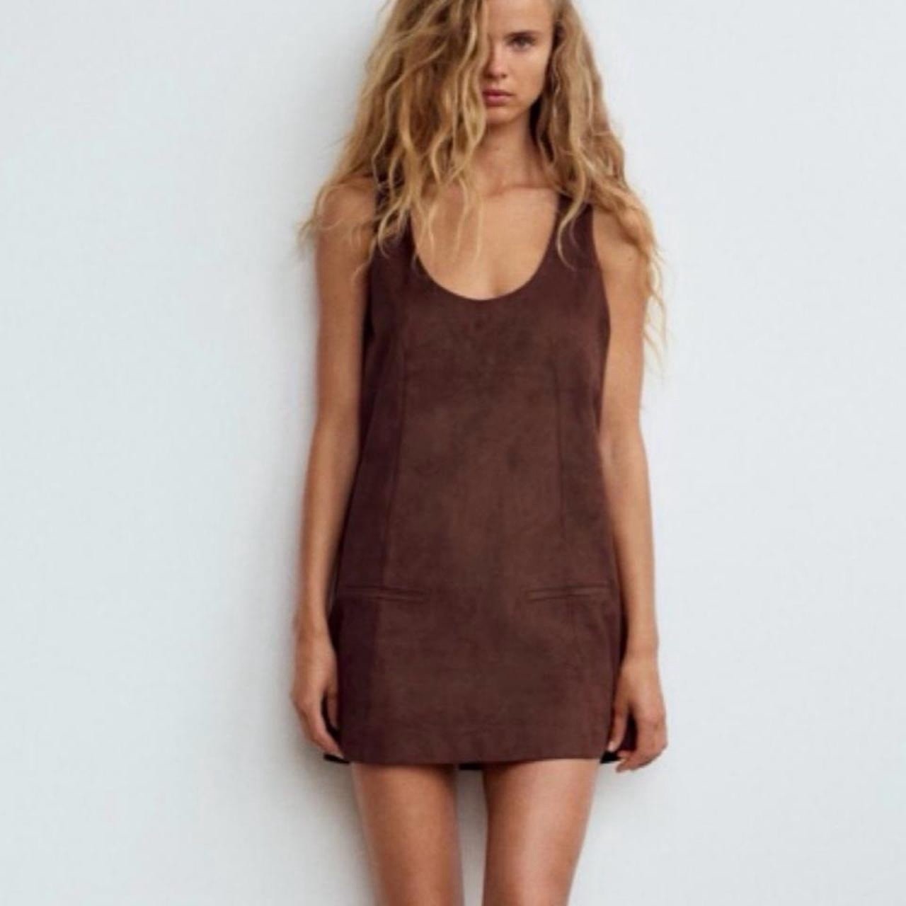 Zara Chocolate Brown Faux Suede Mini Dress