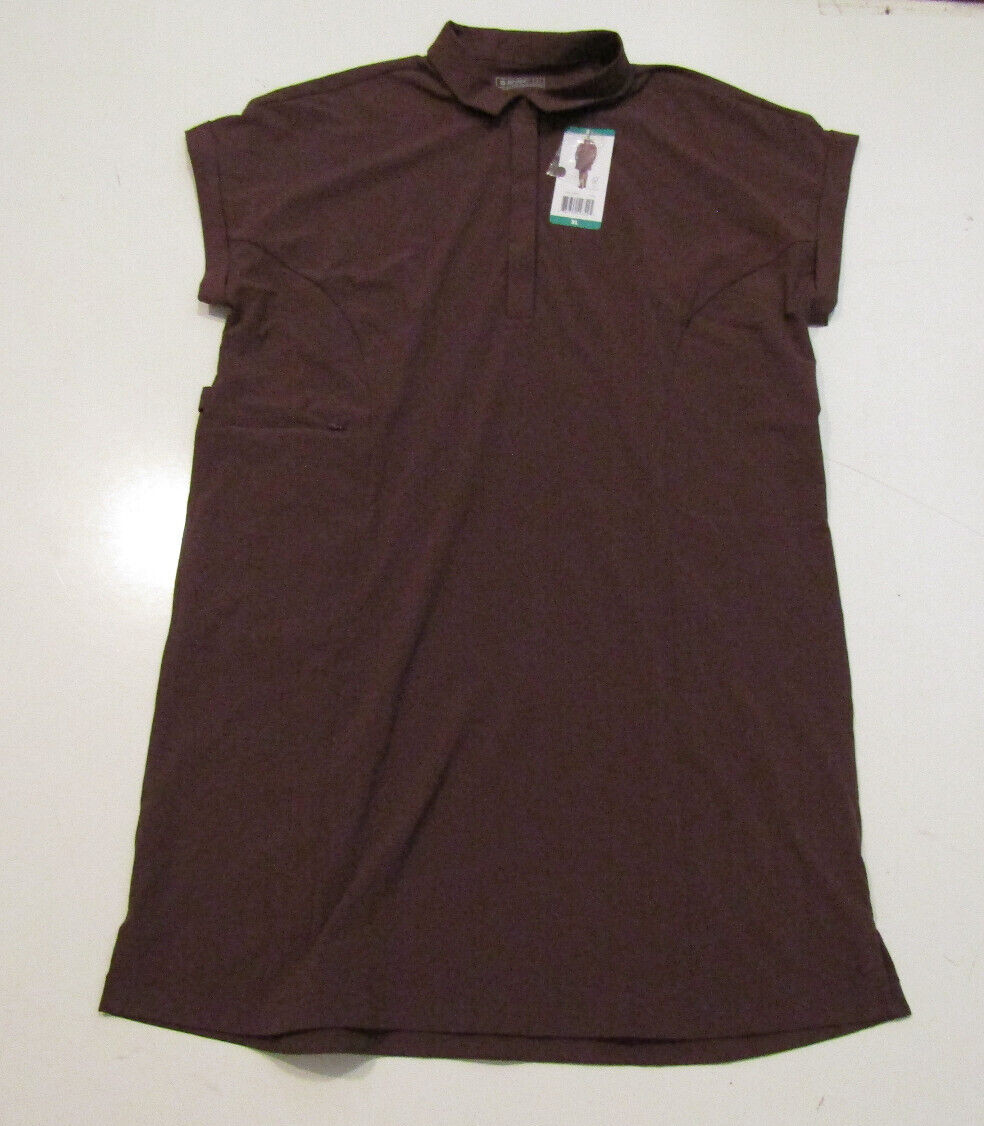 NWT Womens HI-TEC Lightweight Dark Purple Collar Button S/S Shirt Dress Sz XL