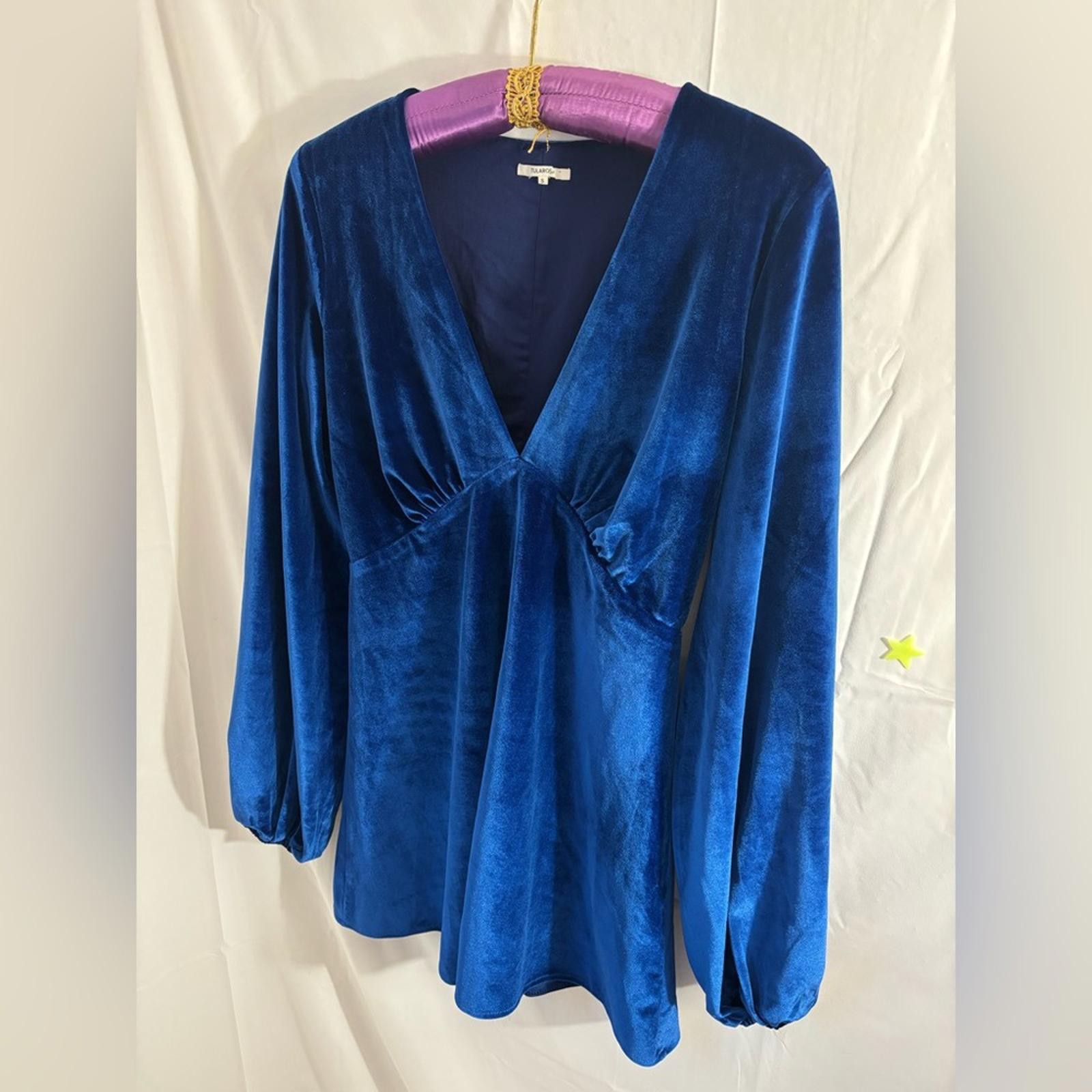 Tularosa Ryland Mini Dress in Aegean Blue Velvet Size Small