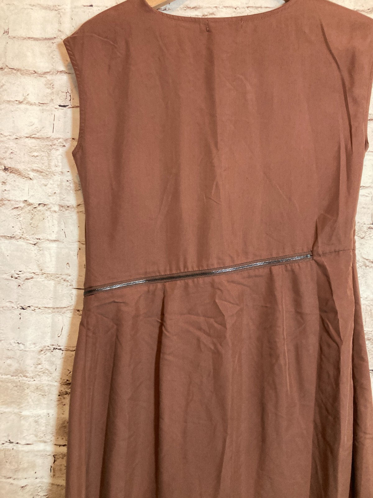 Mod Ref Dress Womens Medium Midi Chocolate Brown Lightweight Modal Asymmetric