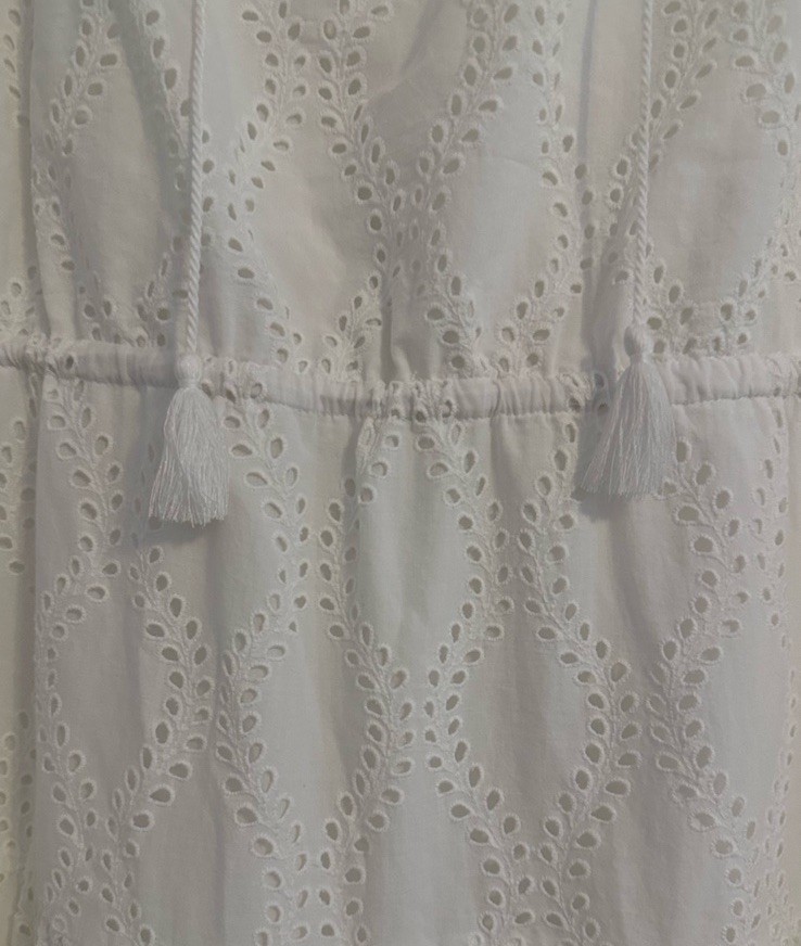 Size XL New J.McLaughlin Feminine Elena White Eyelet Maxi Dress Ruffle Sleeves