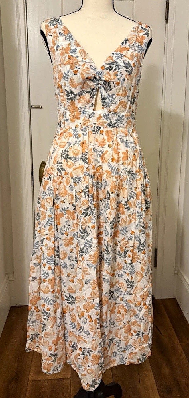 Joie Floral Maxi Dress Size 6 Sleeveless V Neck Smocked Tie Strap Boho