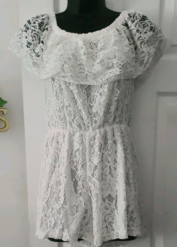 Ladies Summer Holiday Mini Lace Jumpsuit Beachwear Short Sundress UK 8