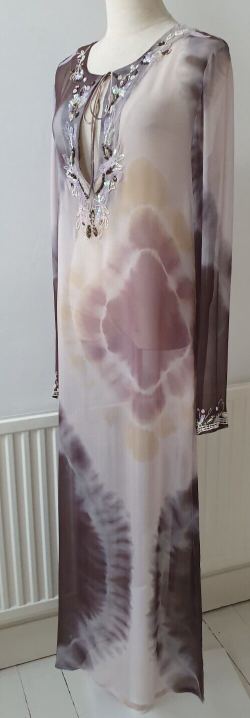 ***GORGEOUS***ALL SAINTS ZAMI MAXI KAFTAN, UK14, US10, EU42, 100% SILK