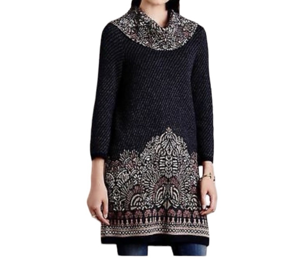 NEW Moth Anthropologie LRG Imperial Garden Tunic Sweater Dress Wool Blend