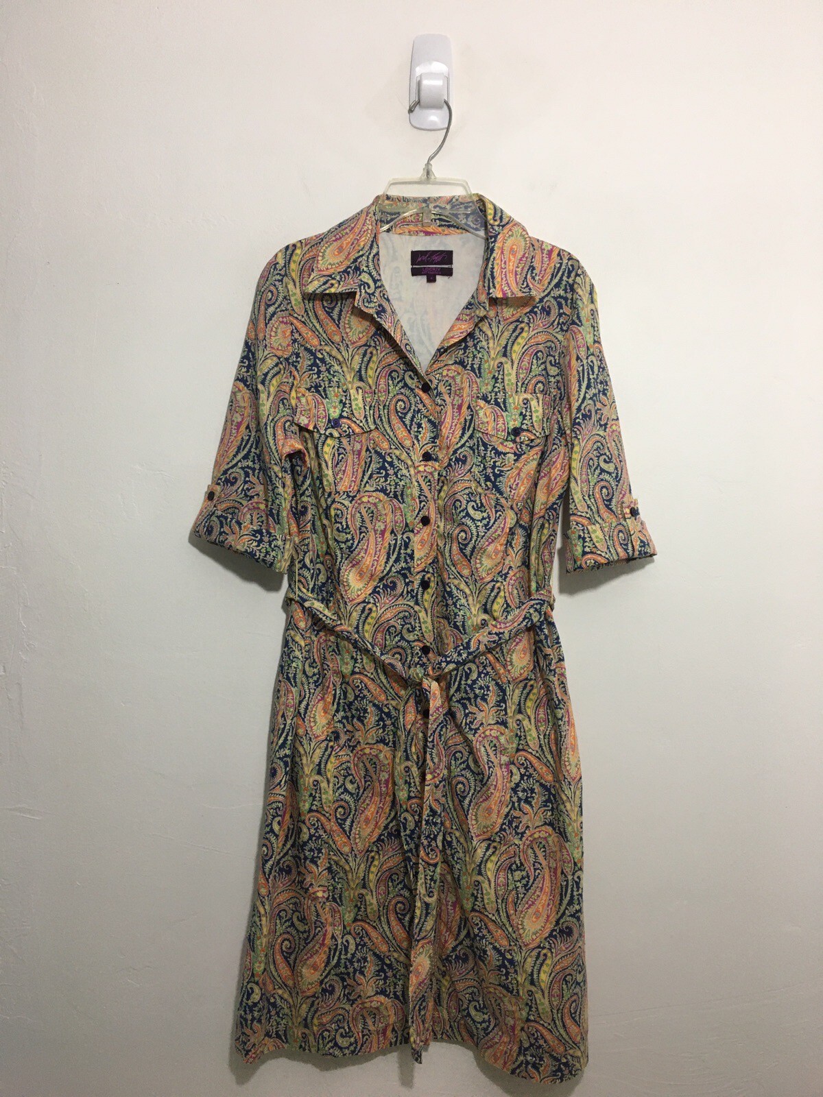 Liberty Art Fabric Lord & Taylor Shirtdress Size 8•Chest Pockets•Tab Sleeves