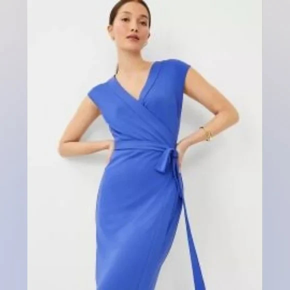 NEW Ann Taylor sleeveless wrap midi dress sz XSP