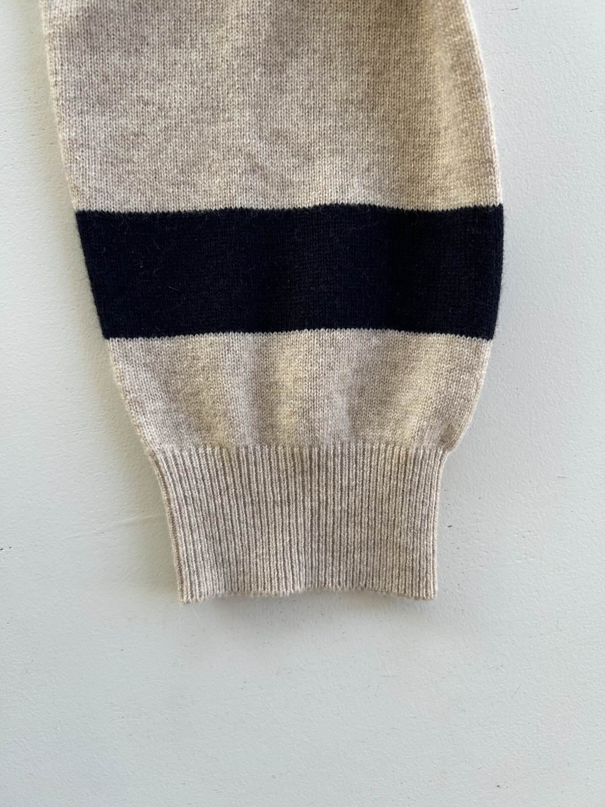 Ted Baker Knit Wool Cashmere Blend Sweater Dress Chevron Tan Navy Women’s Size 3
