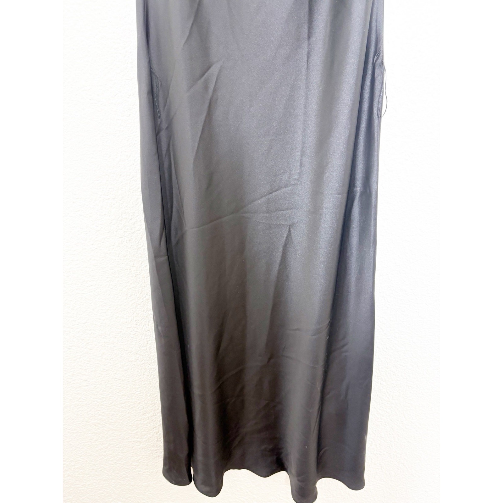 Zara Black Satin High Neck Midi Slip Dress Size Medium 8848/748 Cocktail Party