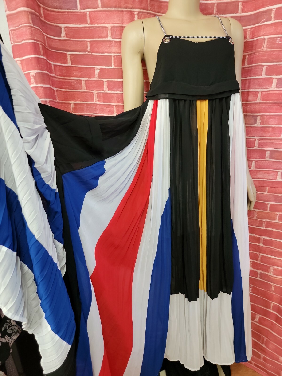 Alpha & Omega BOHO MODERN Pleated Multicolor Women’s Maxi Dress Size S #C7
