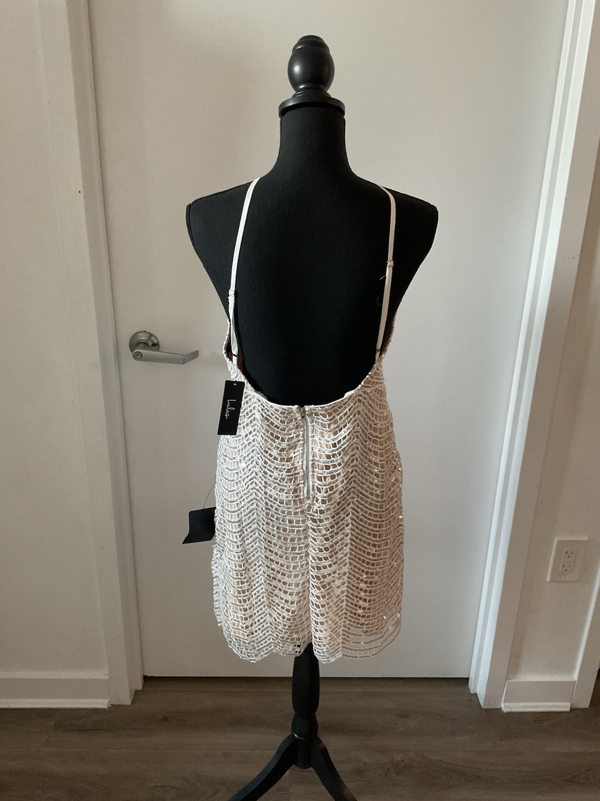 Lulus Lele White And Silver Sequin Mini Dress Size M NWT