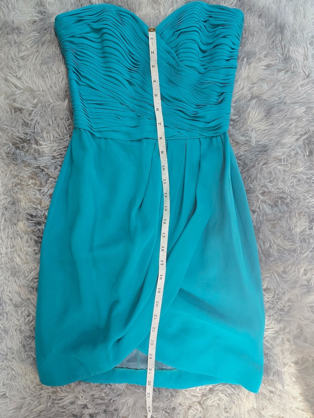 Teal Strapless Formal Sweetheart Neckline Mini Dress from the Y2Ks 100% Silk