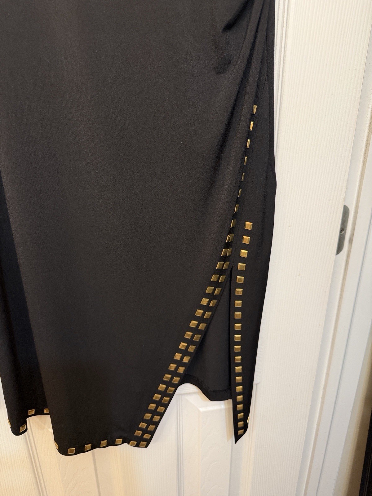 MICHAEL Michael Kors Brown Solid Studded Ruched Slit Sheath Midi Dress XS