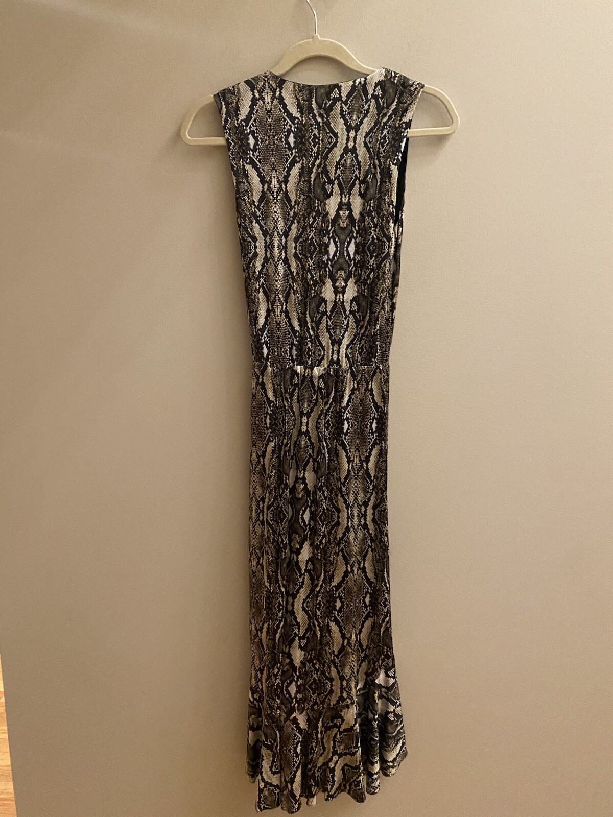 Dress V-neck Ruched Snake Print Midi Cocktail Dress New XXS