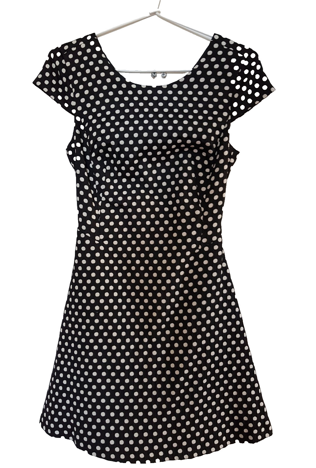 ZARA Dress Womens A-line Mini Black White Spot Size EUR XS Short Sleeve