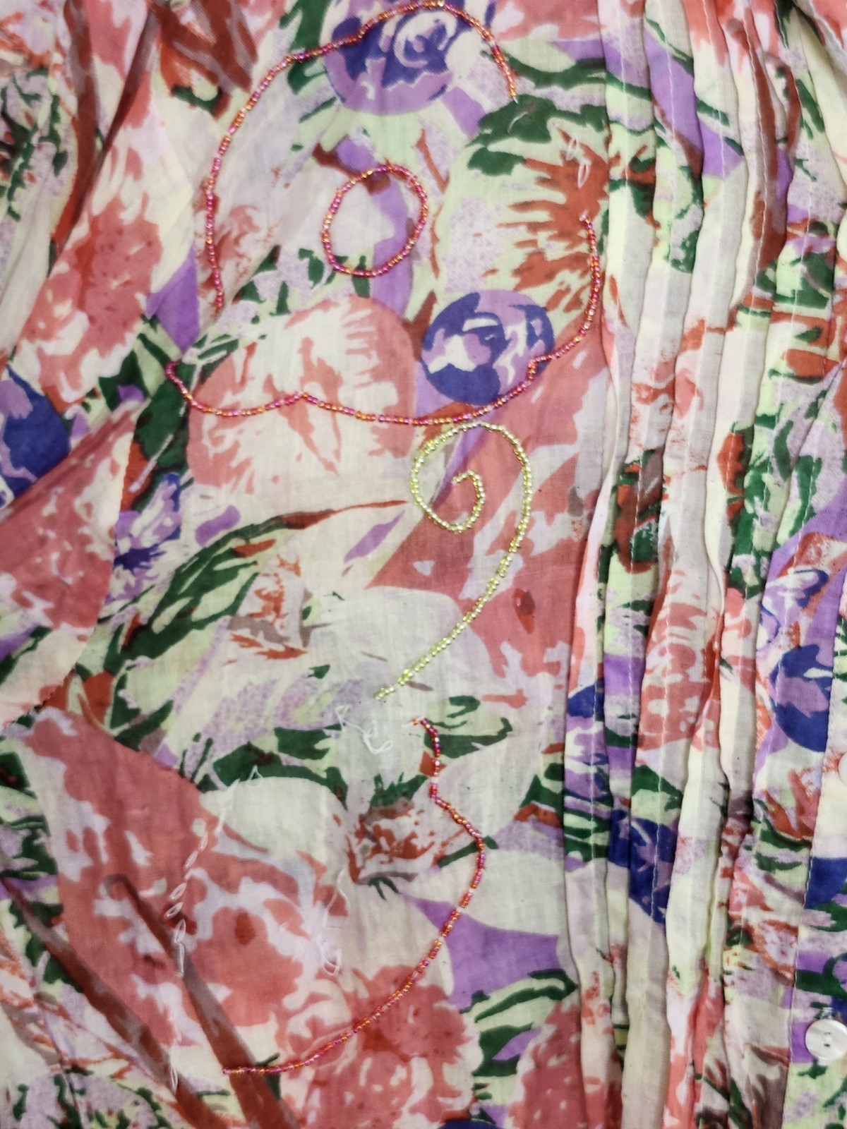 Bottega Positano Floral Dress Button Lightweight Cotton XXL Flaw