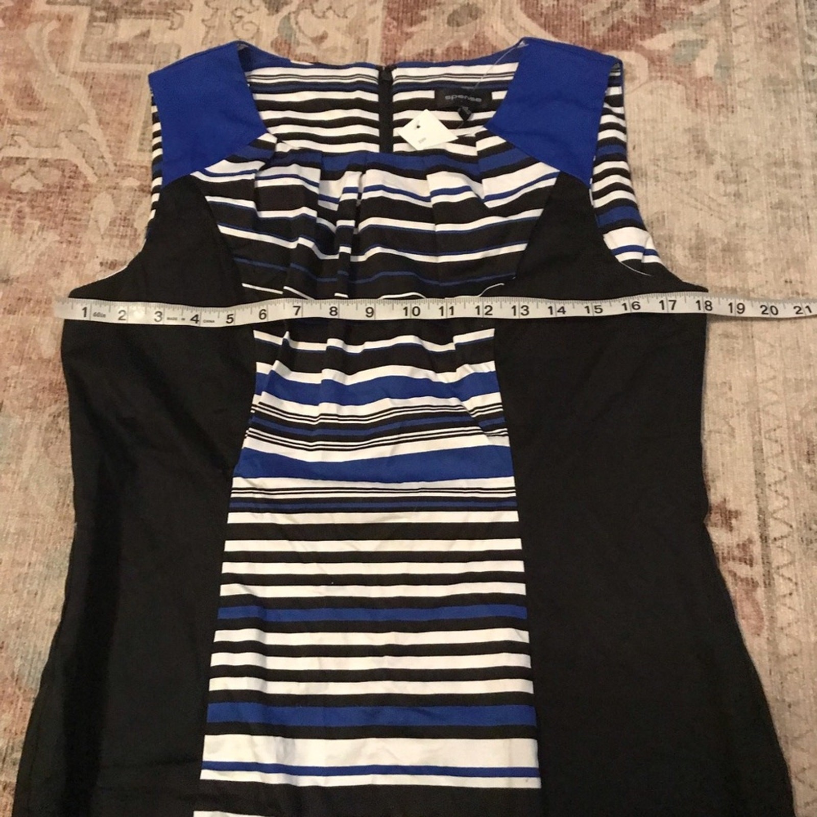 Spense NWT black and blue striped flattering style career dress size 10