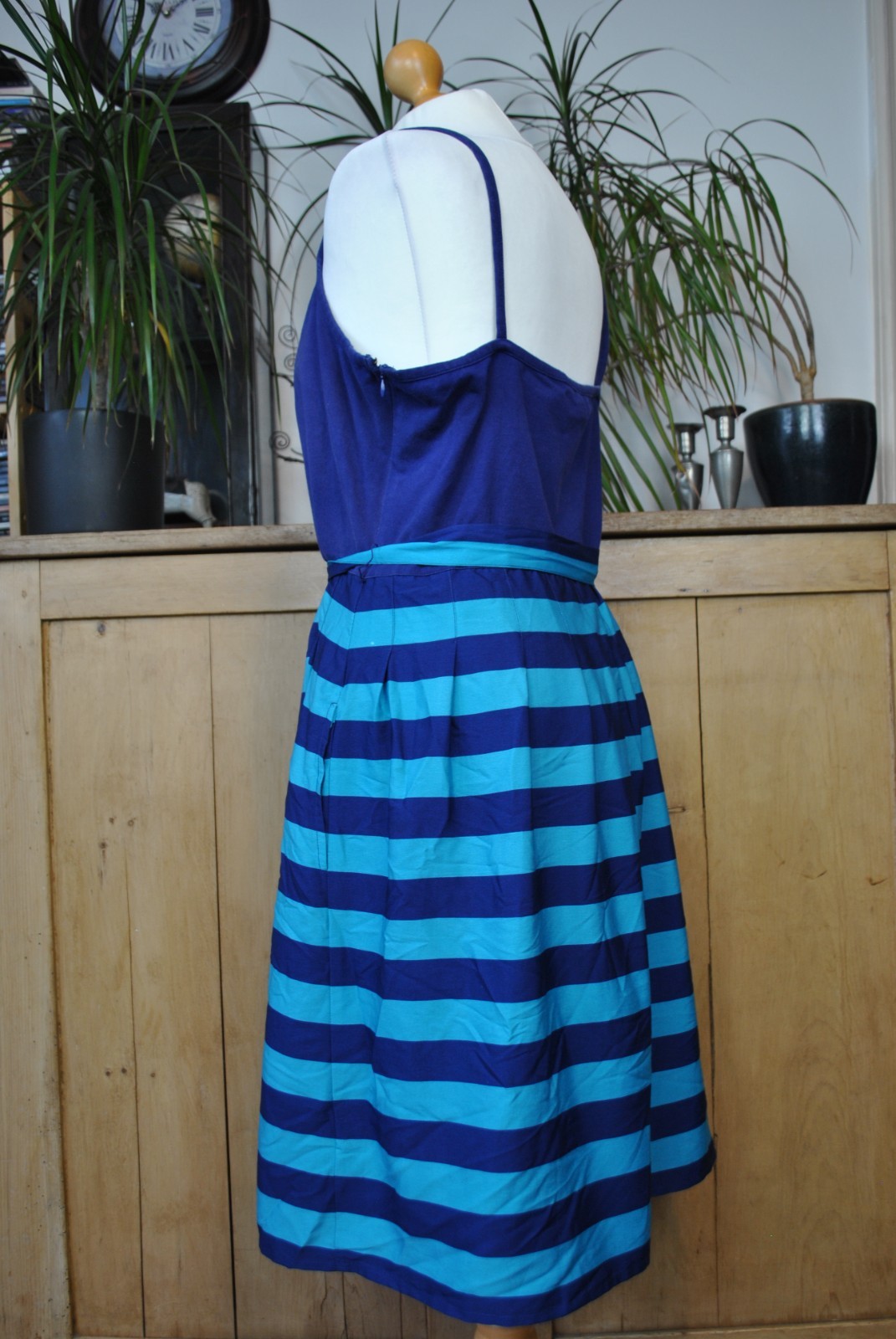 Tommy Hilfiger Navy Teal Striped Cami Summer Dress Size XL