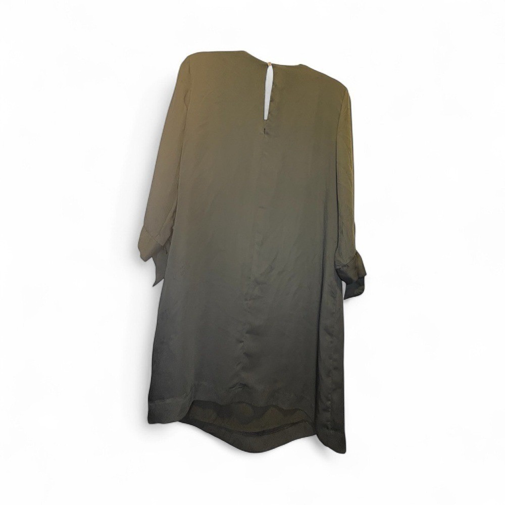 H&M Olive Green Long Sleeve Tie Cuff Shift Dress Size 14