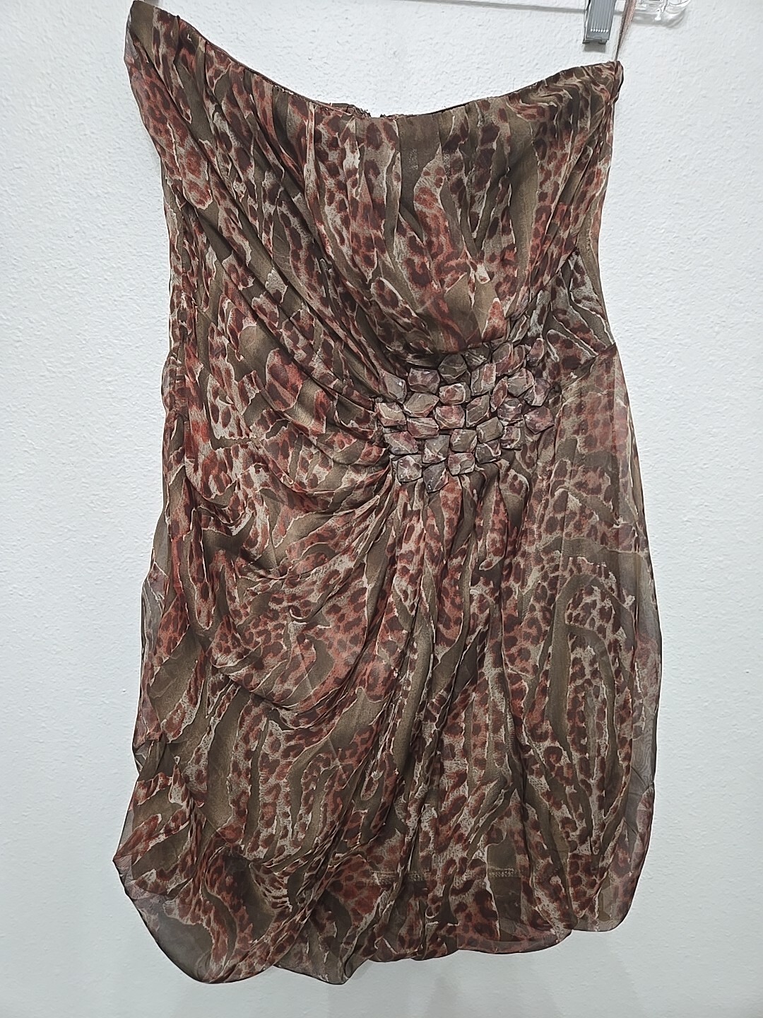 Womens Strapless Mini Dress Sz Medium NWT Silk Animal Print YA Los Angeles